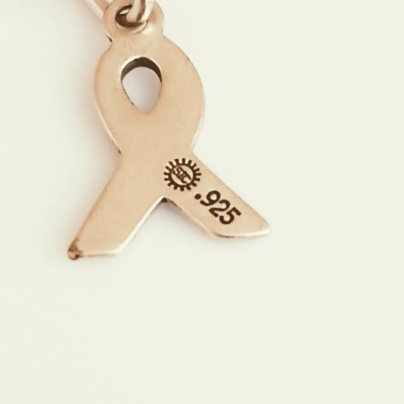 925 Pearl & Crystal Bracelet 7.5" SIC Sterling Silver Breast Cancer Awareness - Picture 8 of 9